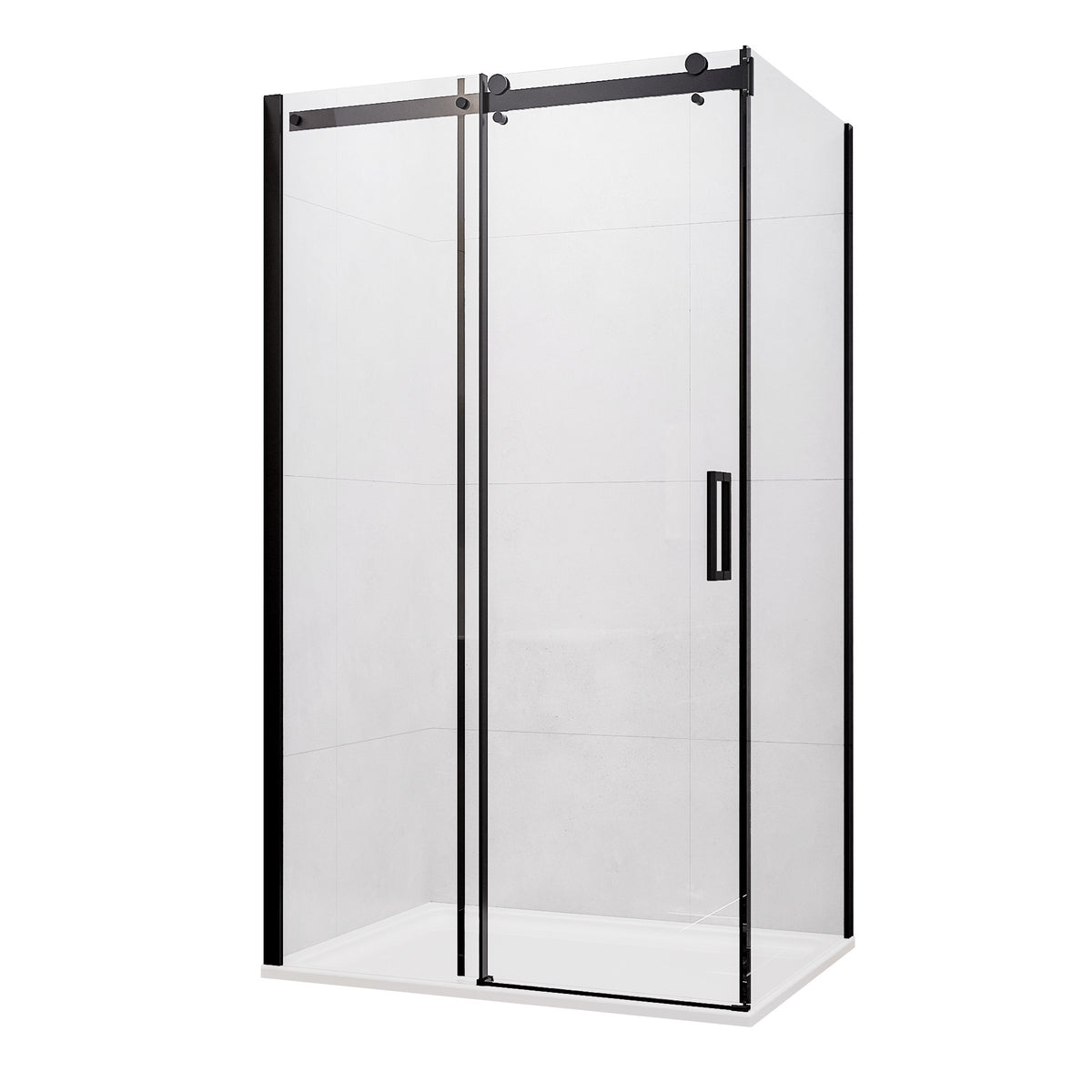 Johnson Suisse Barossa Slider Shower Screen - 900 mm Return Panel Set / Matte Black