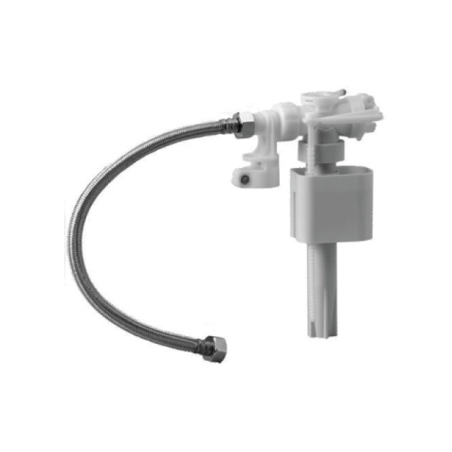 Johnson Suisse R&amp;T Side Entry Inlet Valve Complete with Mounting Clip &amp; Nylon Coated Hose (Retail Pack)