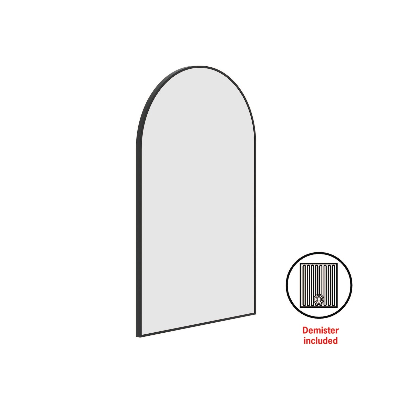 Juno Arch Black Framed Mirror - Includes Mirror Demister