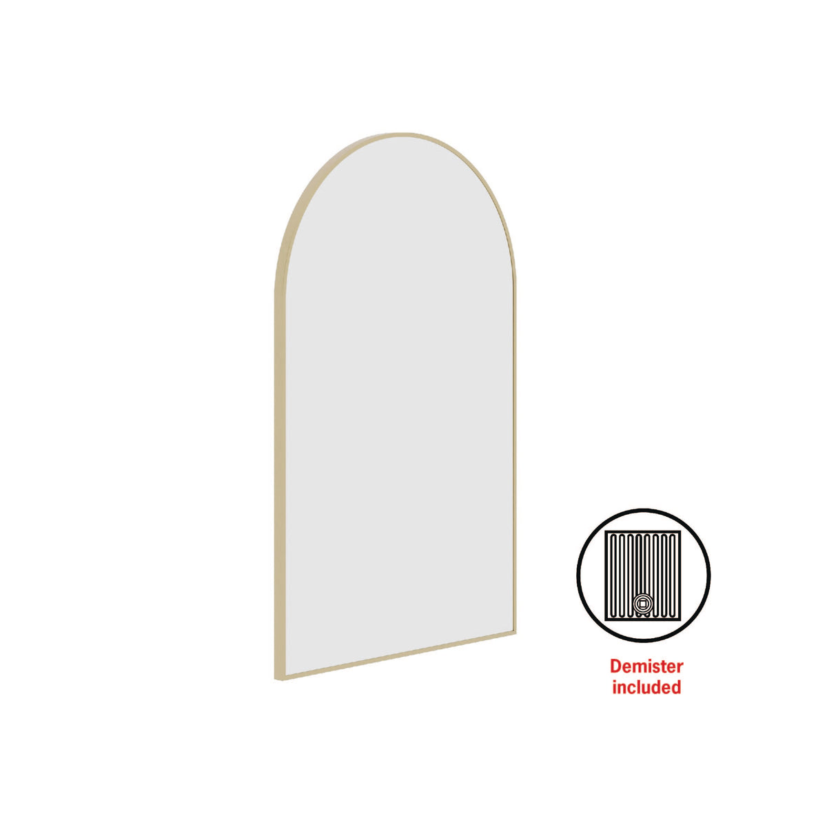 Juno Arch Gold Framed Mirror - Includes Mirror Demister