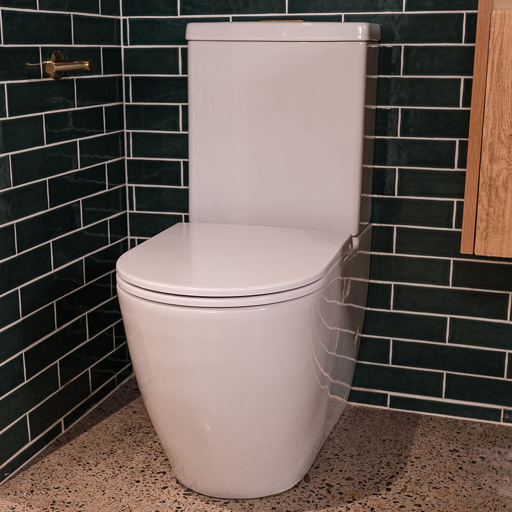 Fienza Koko Tornado Flush Back-to-Wall Toilet Suite, Gloss White with Slim Seat