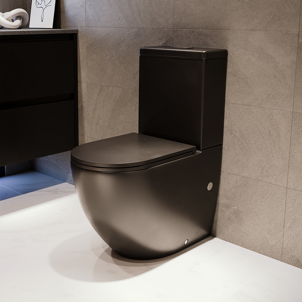 Fienza Koko Tornado Back-to-Wall Toilet Suite, Matte Black