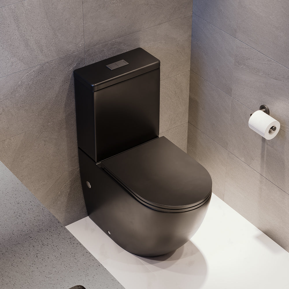 Fienza Koko Tornado Back-to-Wall Toilet Suite, Matte Black