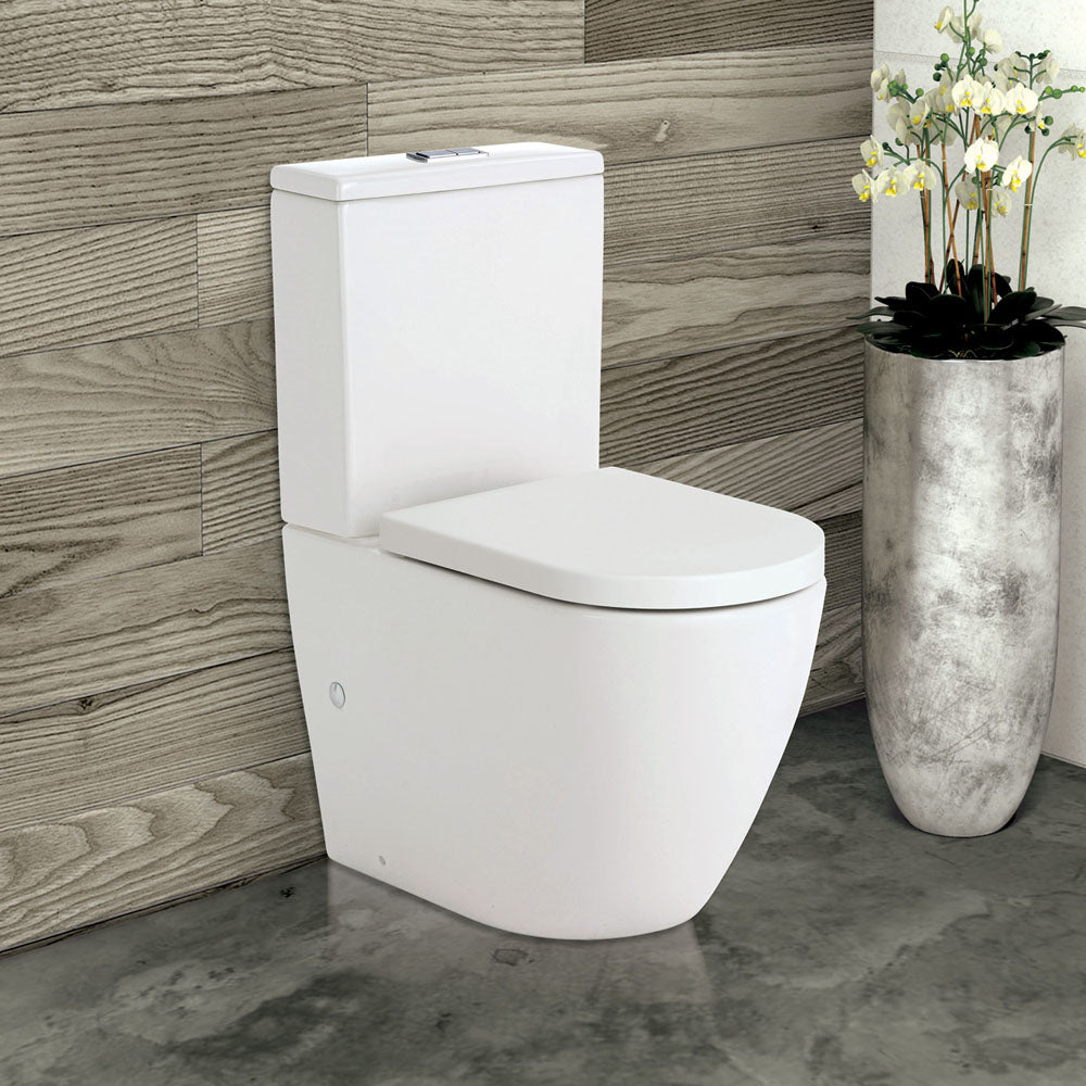 Fienza Koko Tornado Flush Back-to-Wall Toilet Suite, Gloss White