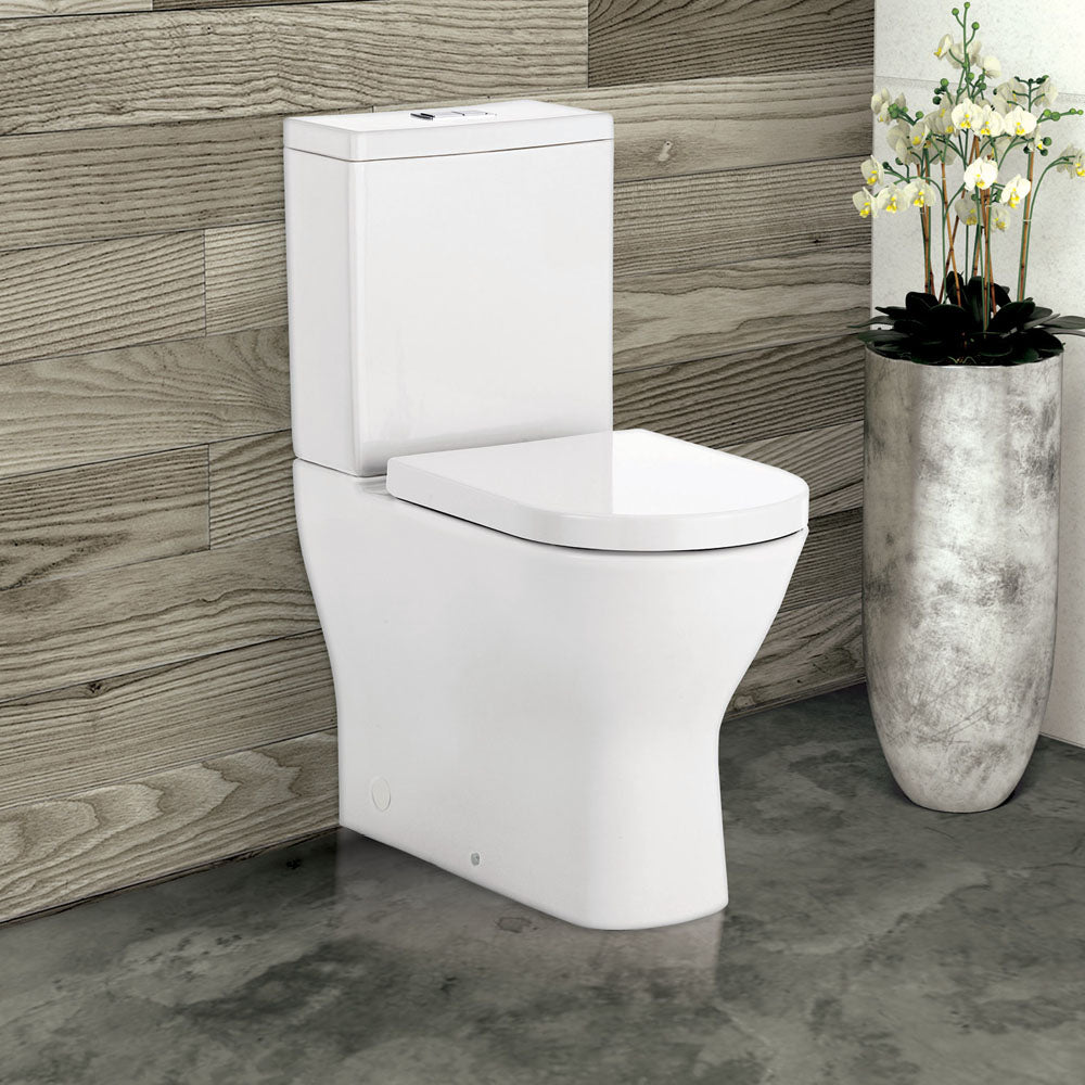 Fienza Delta Back-to-Wall Toilet Suite, Gloss White