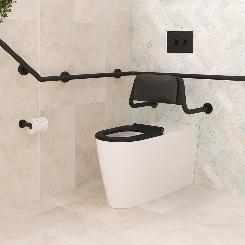 Fienza Isabella Care Wall-Faced Toilet Suite, Gloss White with Black Seat
