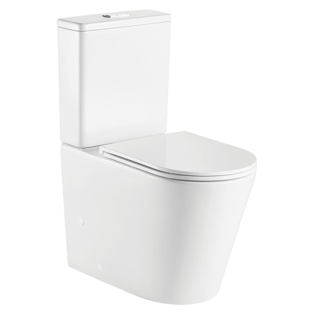Fienza Kaya Tornado Flush Back-to-Wall Toilet Suite, Gloss White with Slim Seat
