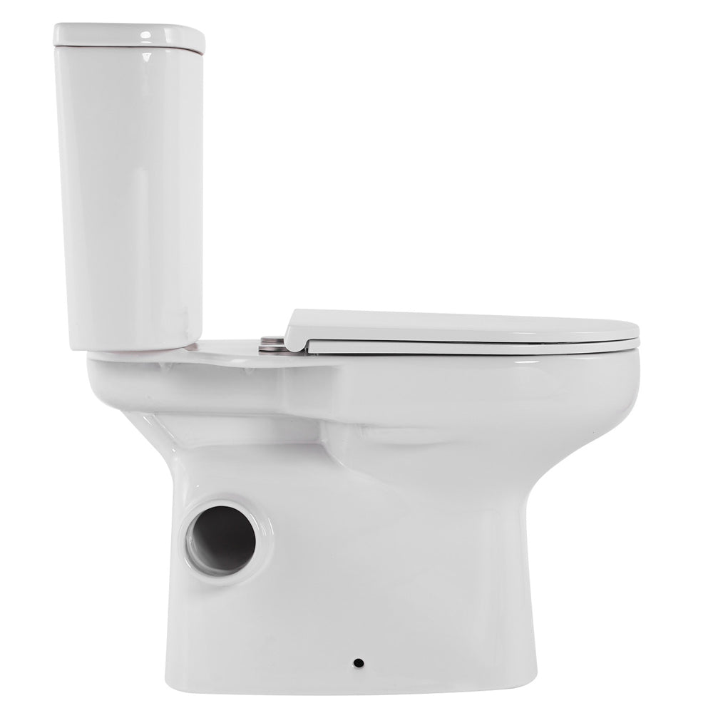 Fienza Petra Close-Coupled Toilet Suite, Left Skew Trap, Gloss White with Slim Seat
