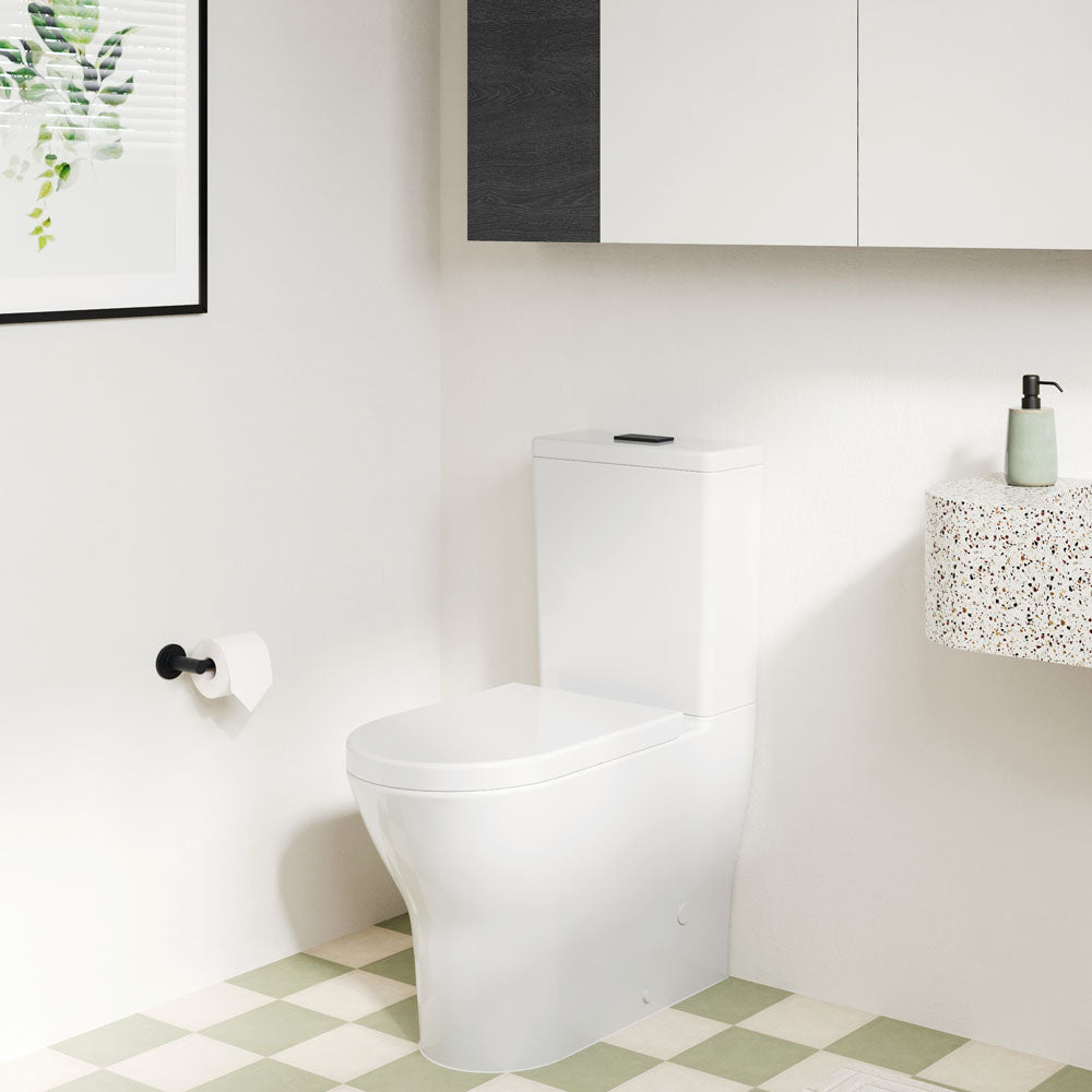 Fienza Tono Tornado Flush Back-to-Wall Toilet Suite, Gloss White