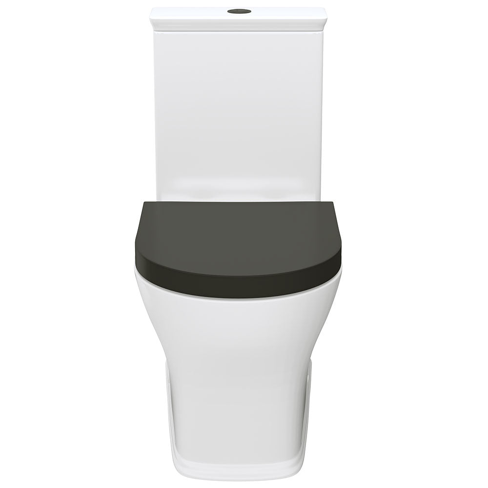 Fienza Lillian Tornado Flush Back-to-Wall Toilet Suite, Gloss White with Black Seat