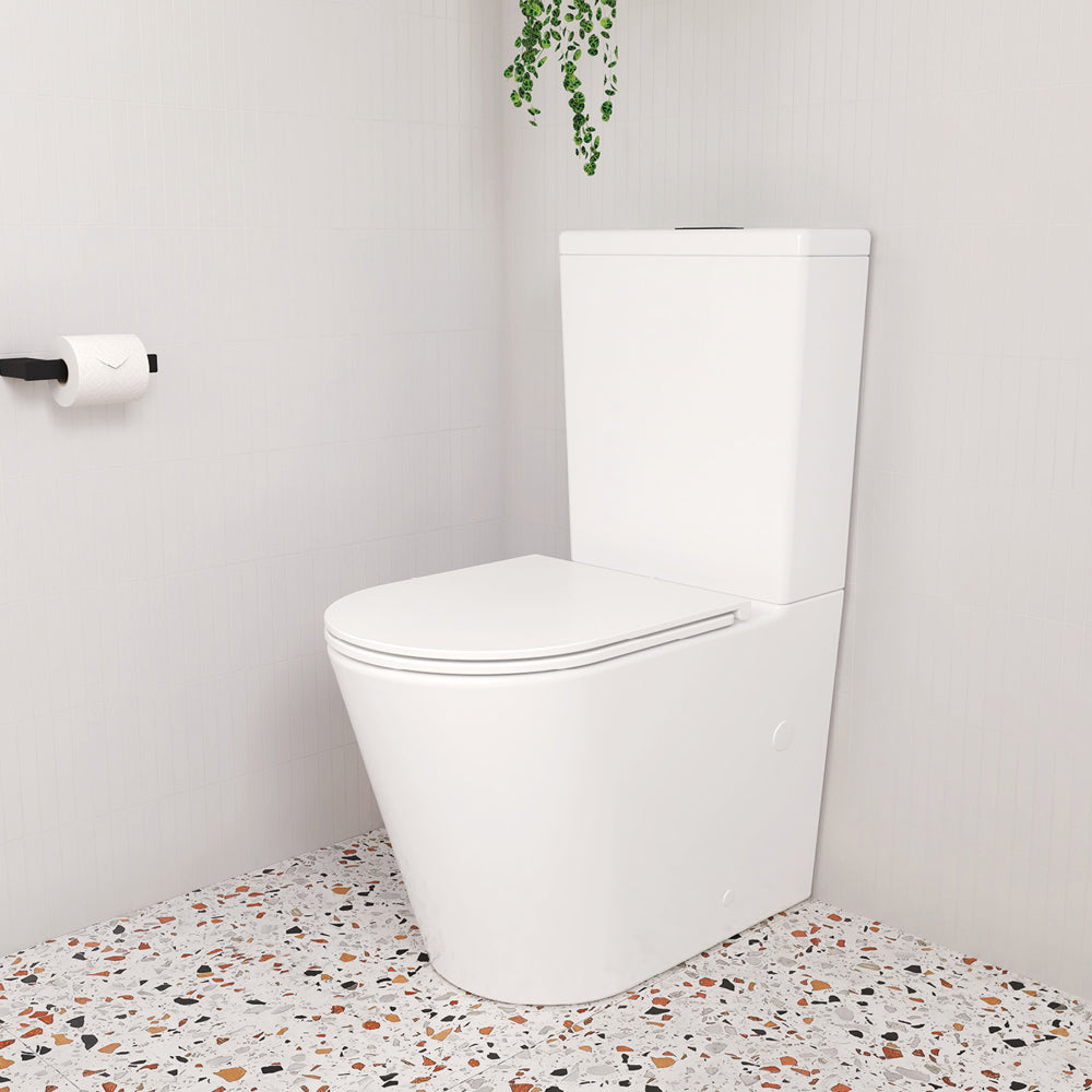Fienza Aluca Tornado Flush Back-to-Wall Toilet Suite, Gloss White with Slim Seat