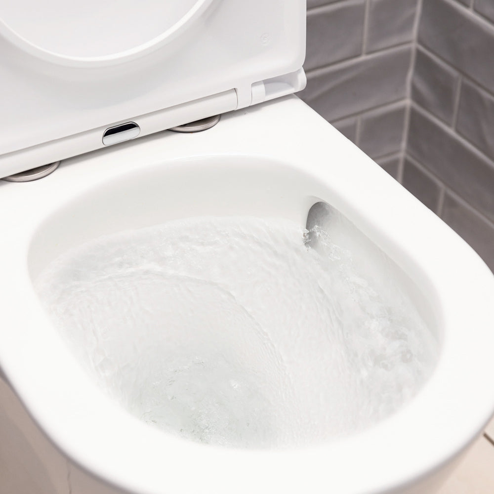 Fienza Aluca Tornado Flush Back-to-Wall Toilet Suite, Gloss White with Slim Seat