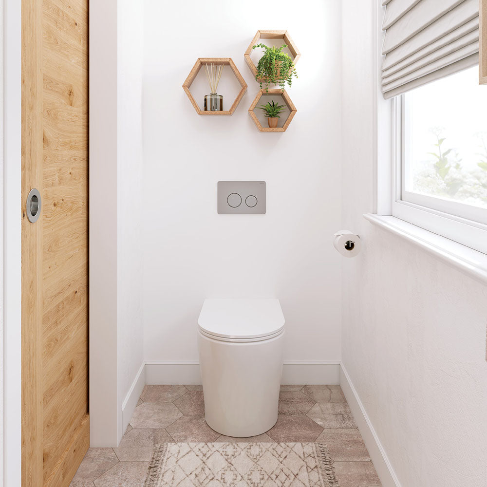 Fienza Aluca Tornado Flush Wall-Faced Toilet Suite, Gloss White with Slim Seat