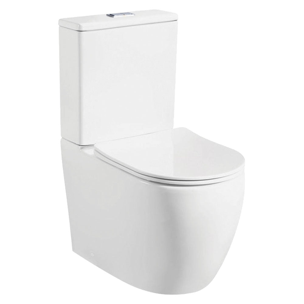 Fienza Hana Back-to-Wall Toilet Suite, Gloss White