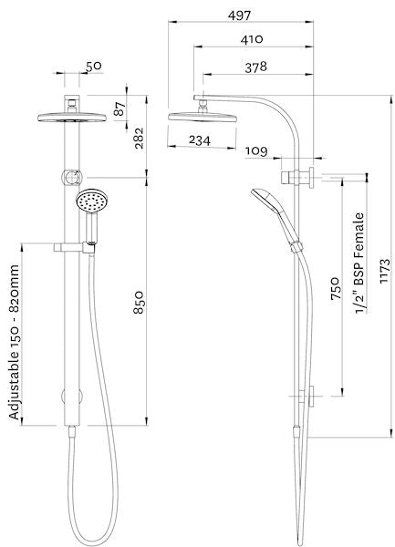 Methven KIRI MK2 SHOWER SYSTEM SATINJET
