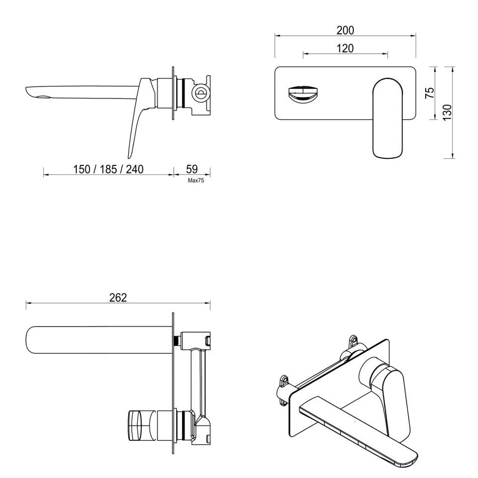 Bella Vista Kaza Wall-Spout Combo - 1P - TRIM KIT ONLY