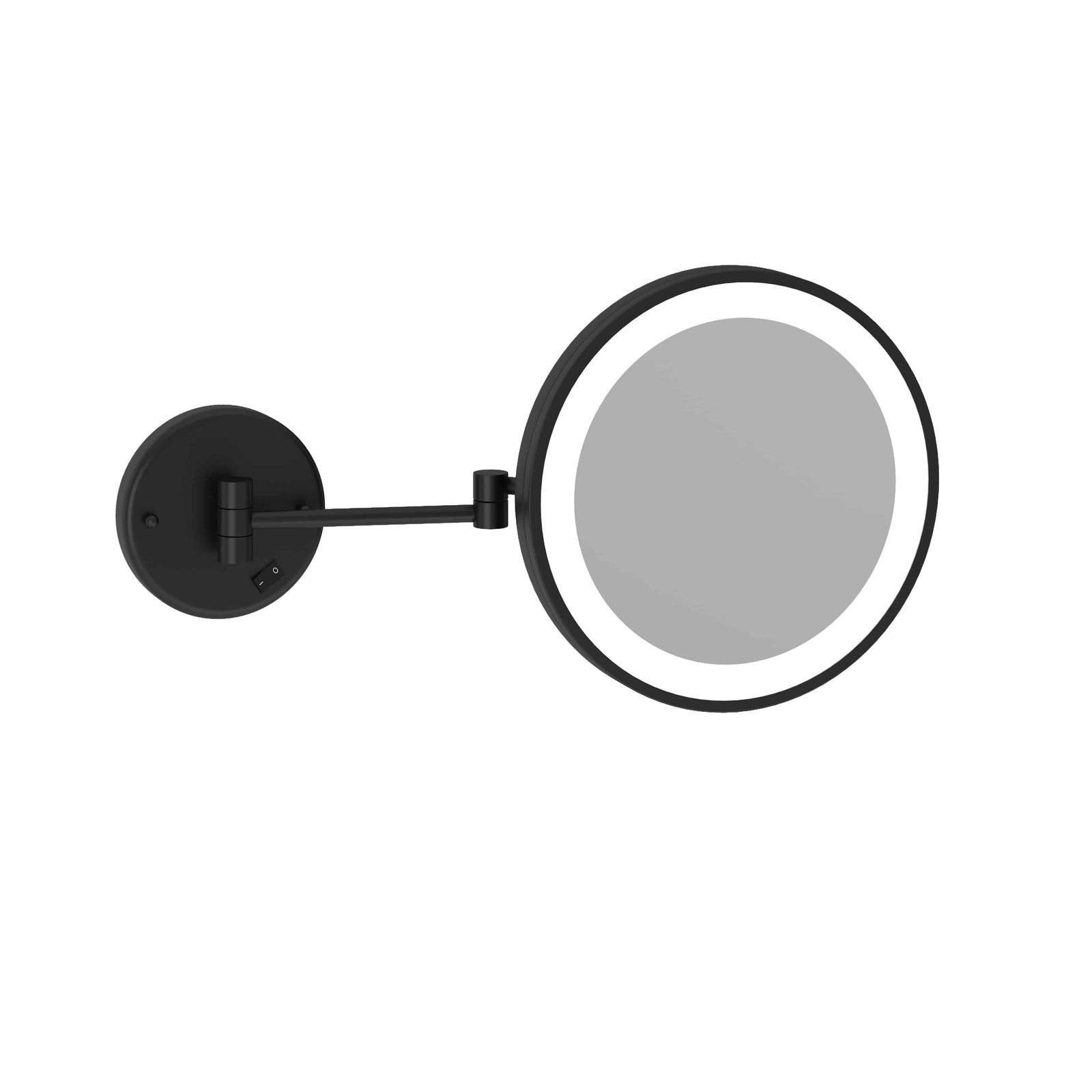 3x Magnification Matt Black Wall Mounted Shaving Mirror, 250 mm Diameter with Concealed Wiring