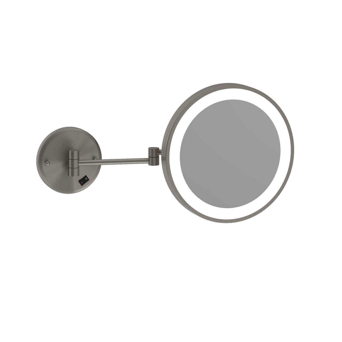 3x Magnification Brushed Nickel Wall Mounted Shaving Mirror, 250 mm Diameter with Concealed Wiring