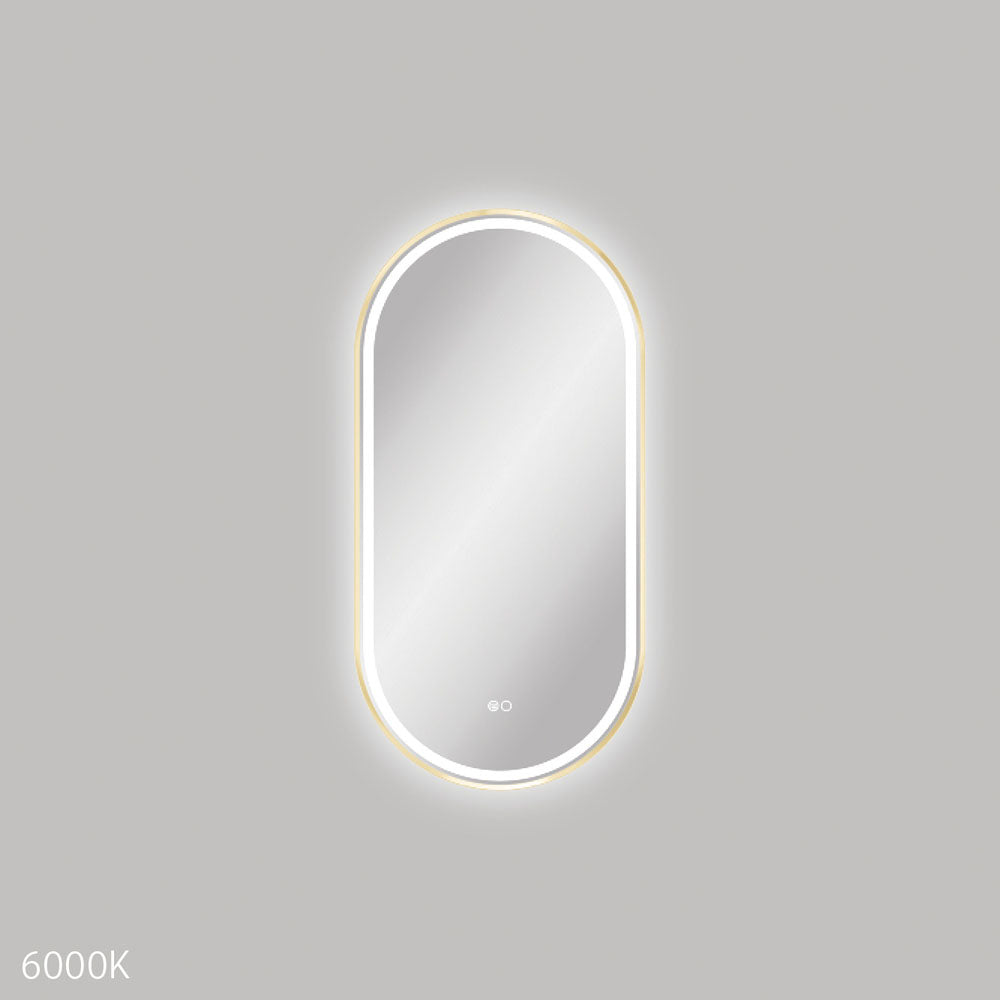Empire LED Framed Mirror, 450 x 900mm, Urban Brass