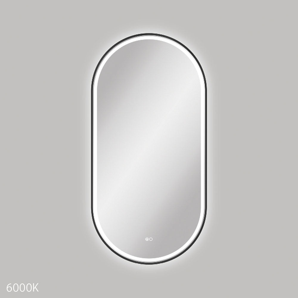 Empire LED Framed Mirror, 600 x 1200mm, Matte Black