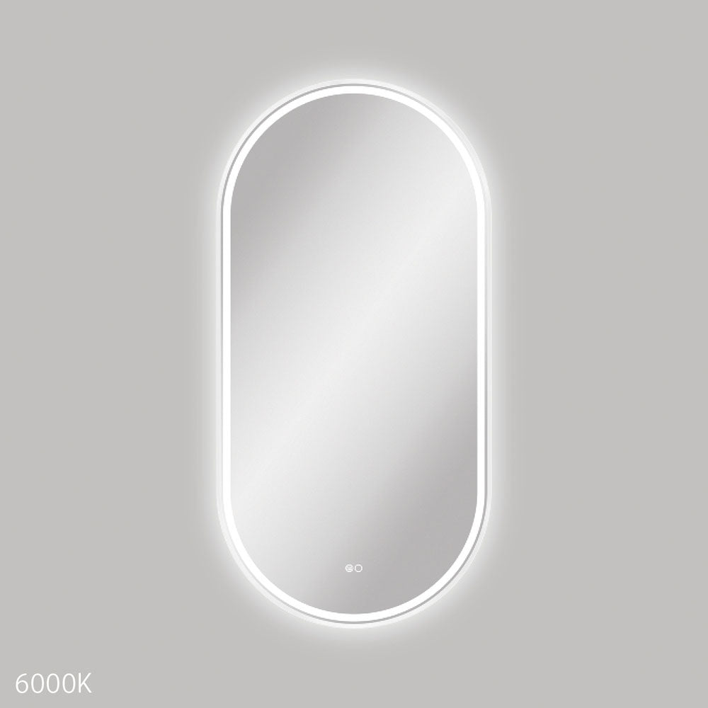 Empire LED Framed Mirror, 600 x 1200mm, Matte White