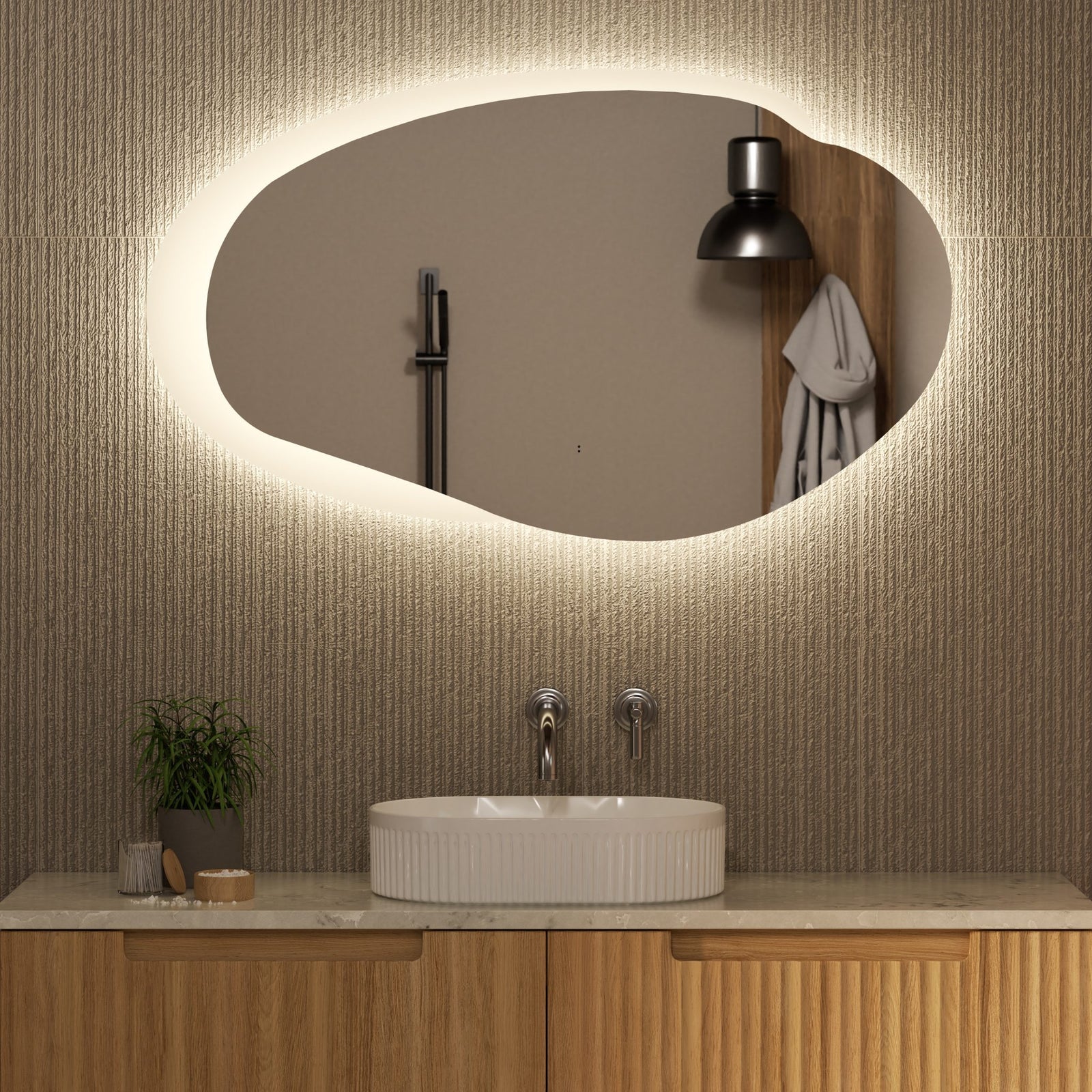 Aulic Evanston LED Mirror 1100 x 646mm Matte White Acrylic Edge