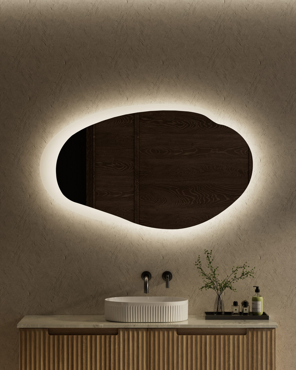 Aulic Evanston LED Mirror 1300 x 763mm Matte White Acrylic Edge