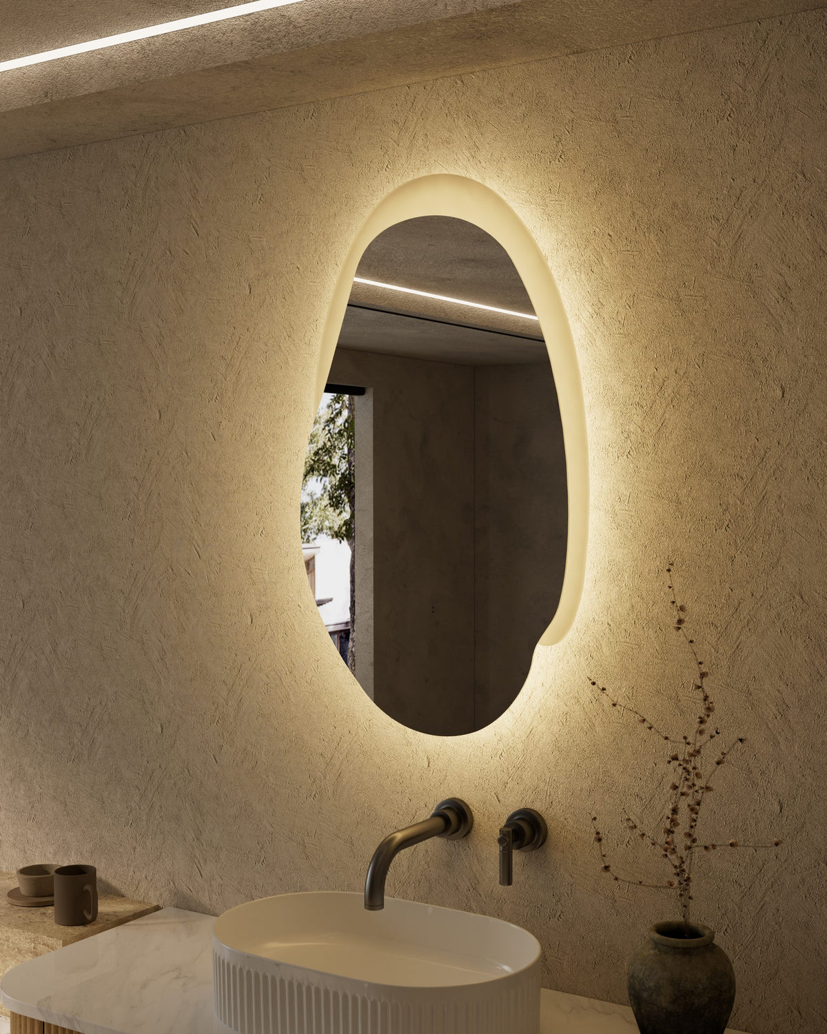 Aulic Evanston LED Mirror 530 x 900mm Matte Grey Acrylic Edge