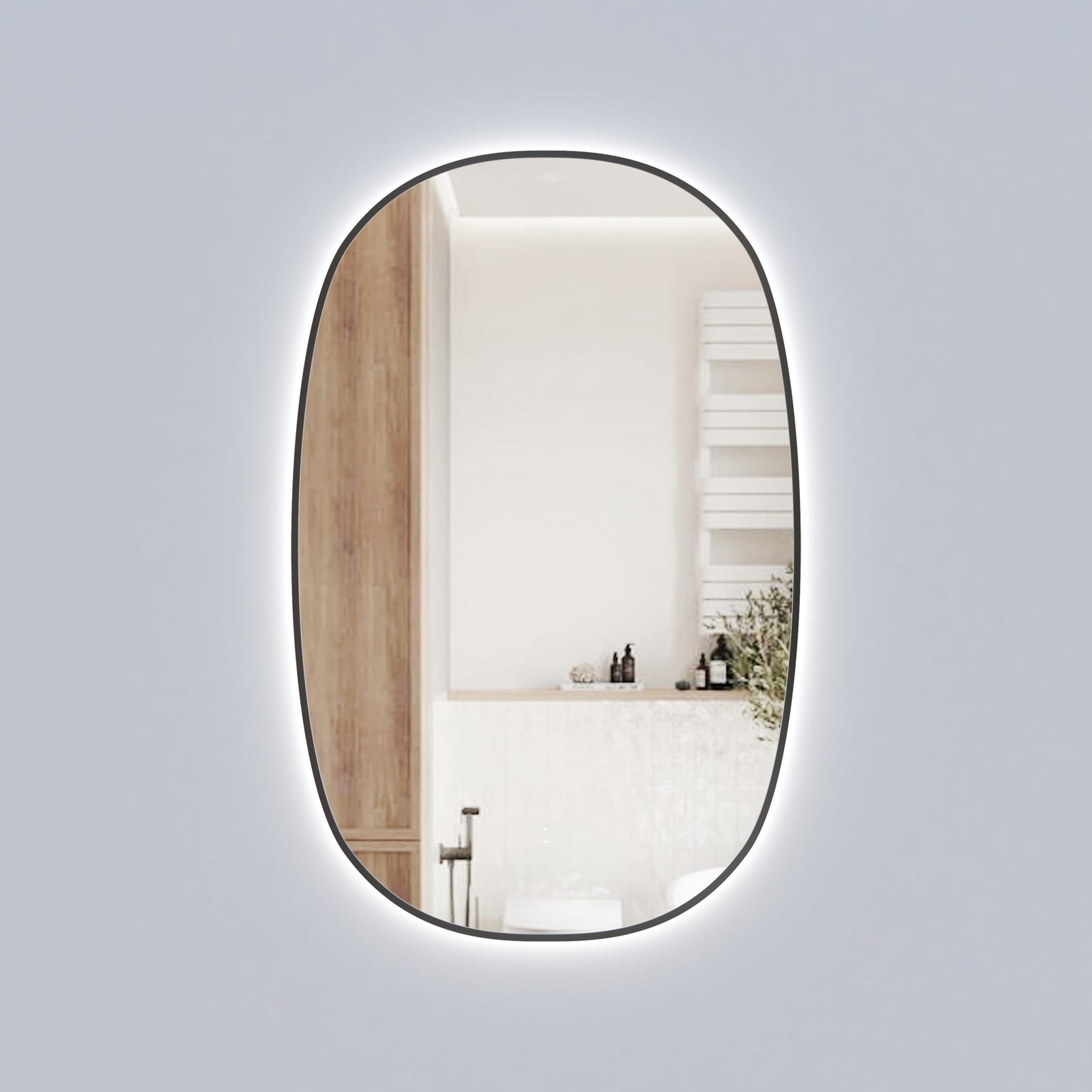 Aulic Valmont Vertical LED Mirror 580 x 900mm Gun Metal