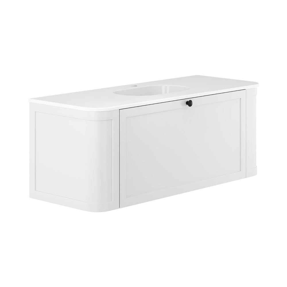 Fienza Lola Mila Curved Satin White Wall-Hung Vanity 750 / 900 / 1200 / 1500 MM