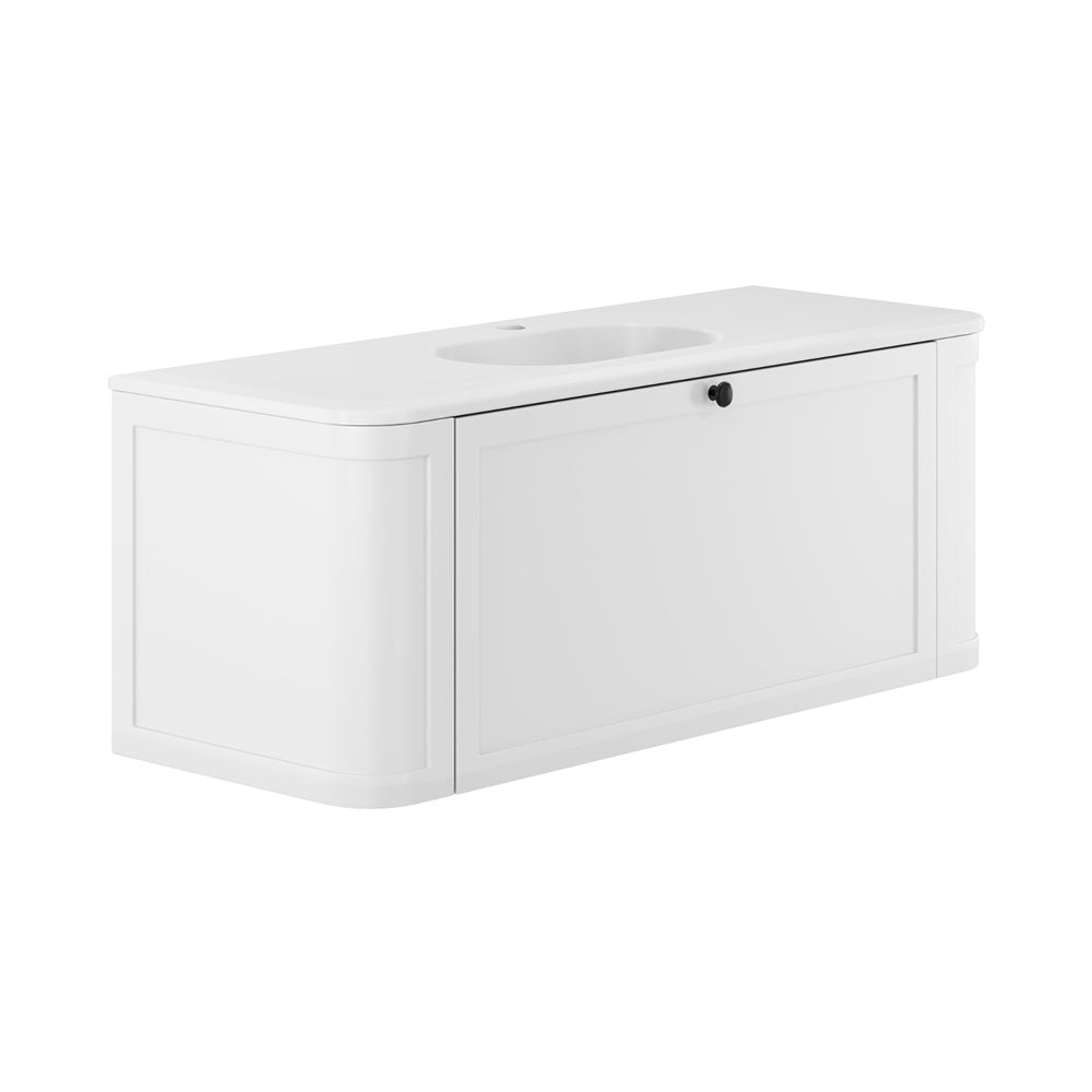 Fienza Lola Mila Curved Satin White Wall-Hung Vanity 750 / 900 / 1200 / 1500 MM