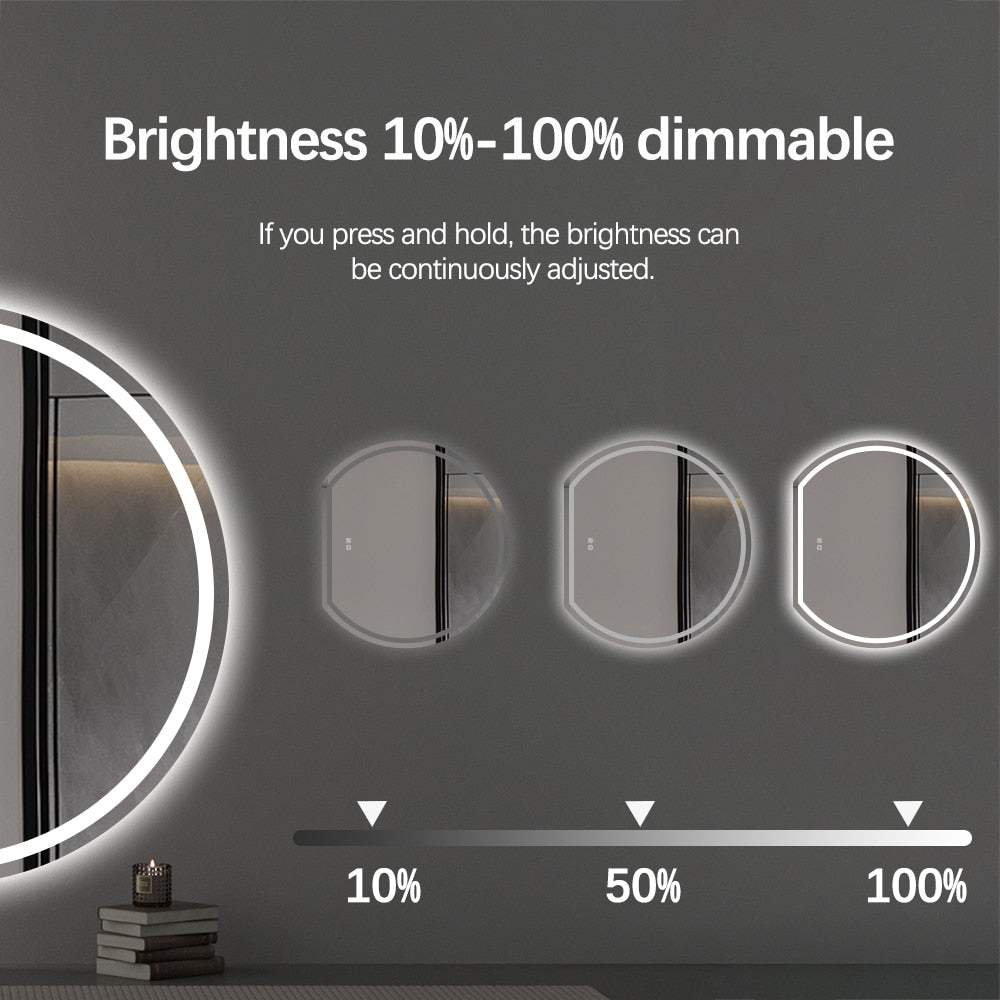 Left Cut Moon Frosted LED Mirror – 90 x 100cm Frameless Frontlit