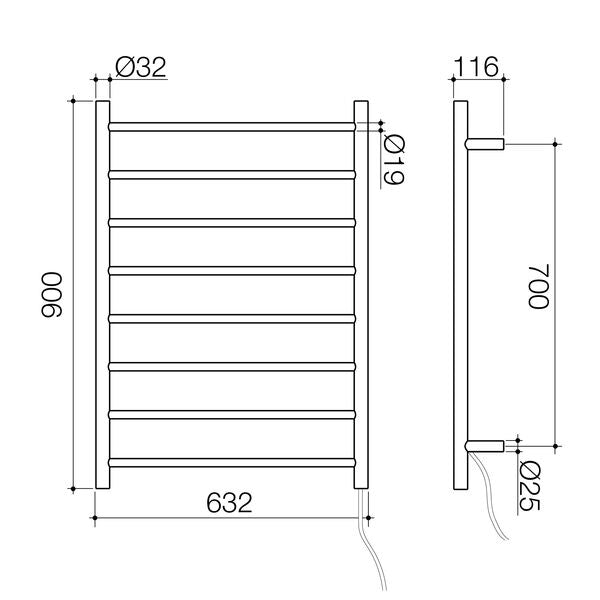 Caroma Liano II Heated Towel Ladder