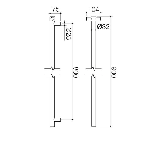 Caroma Liano II Heated Towel Rail - Vertical (Transformer not included)