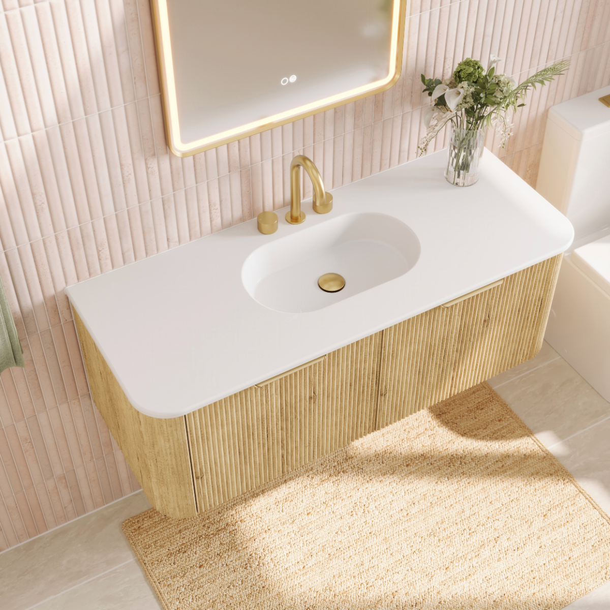 Fienza Lola Minka Curved Wall-Hung Vanity 750 / 900 / 1200 / 1500 MM