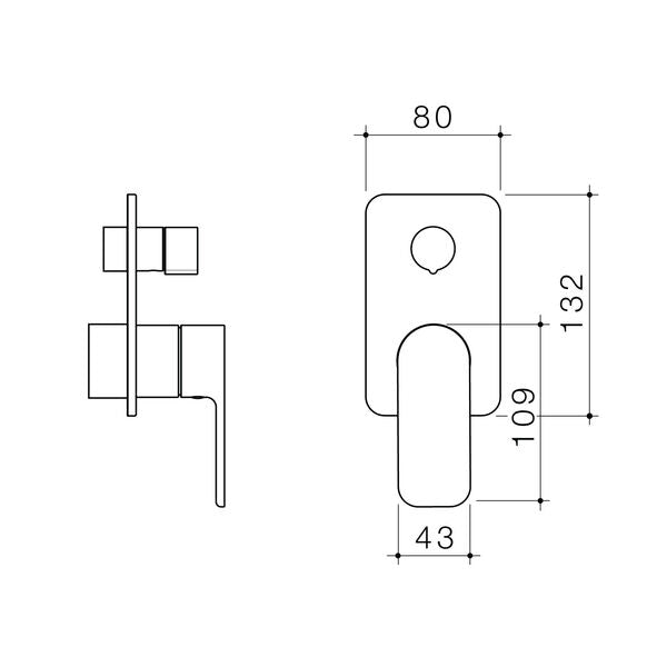 Caroma Luna® II EasySwitch Bath/Shower Mixer with Diverter - Trim Kit (In Wall Body not included)