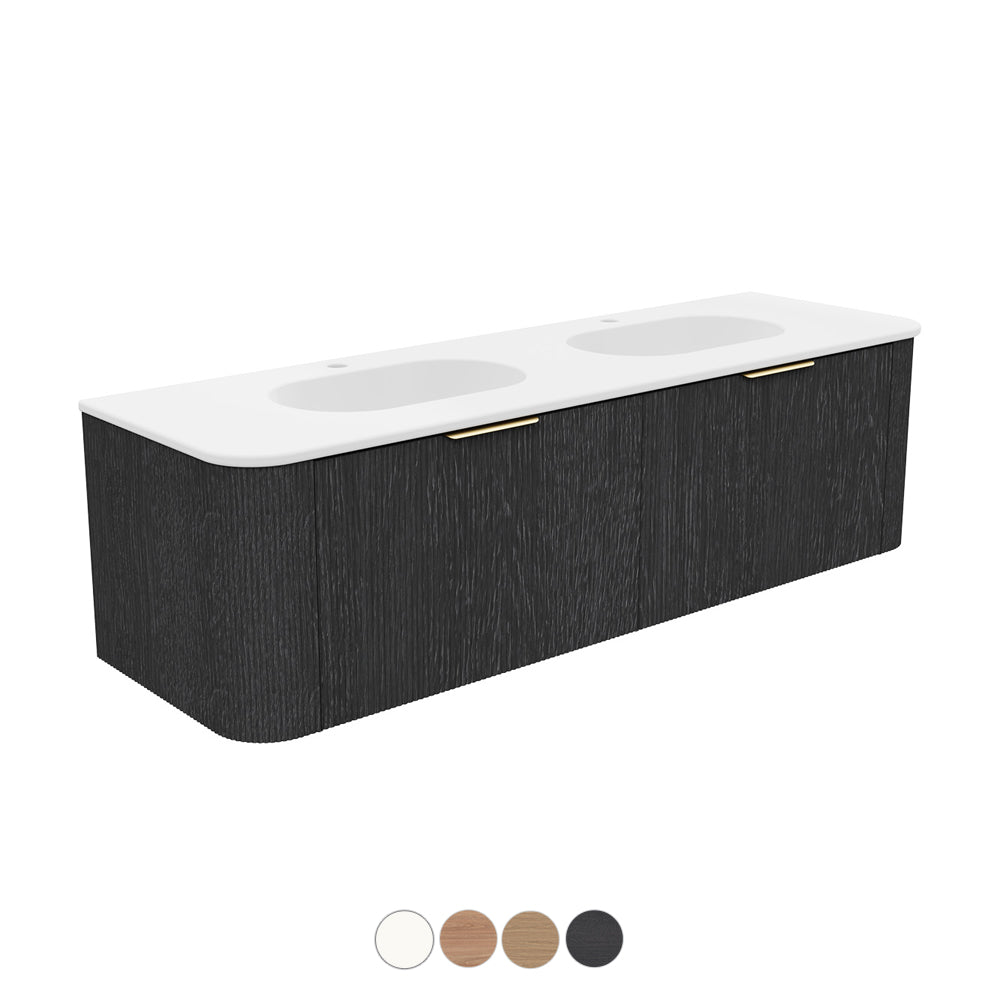 Fienza Margot Wall Hung Double Curve Cabinet with Lola Basin Top 750 / 900 / 1200 / 1500 MM