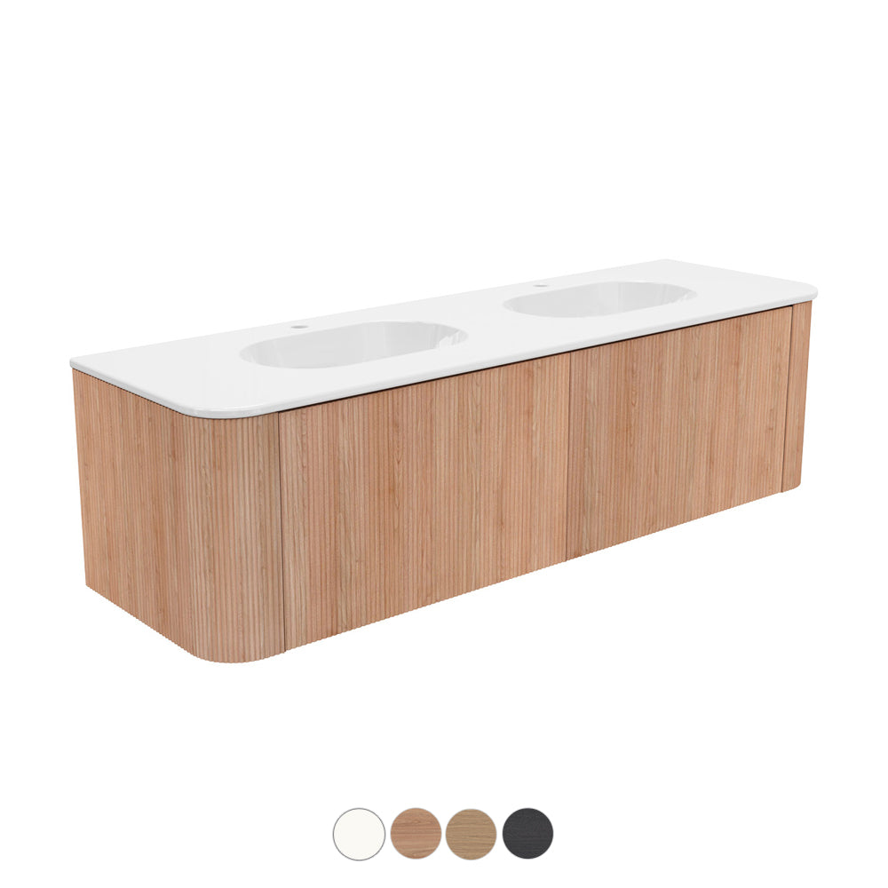 Fienza Margot Wall Hung Double Curve Cabinet with Lola Basin Top 750 / 900 / 1200 / 1500 MM