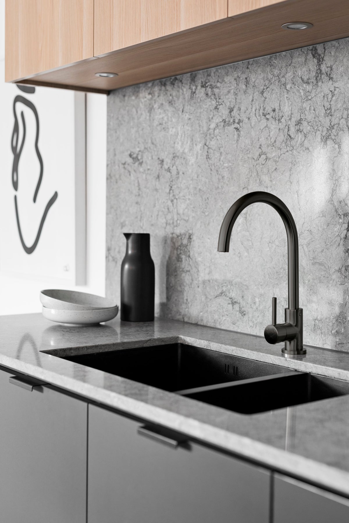 Meir Round Gooseneck Kitchen Mixer Tap