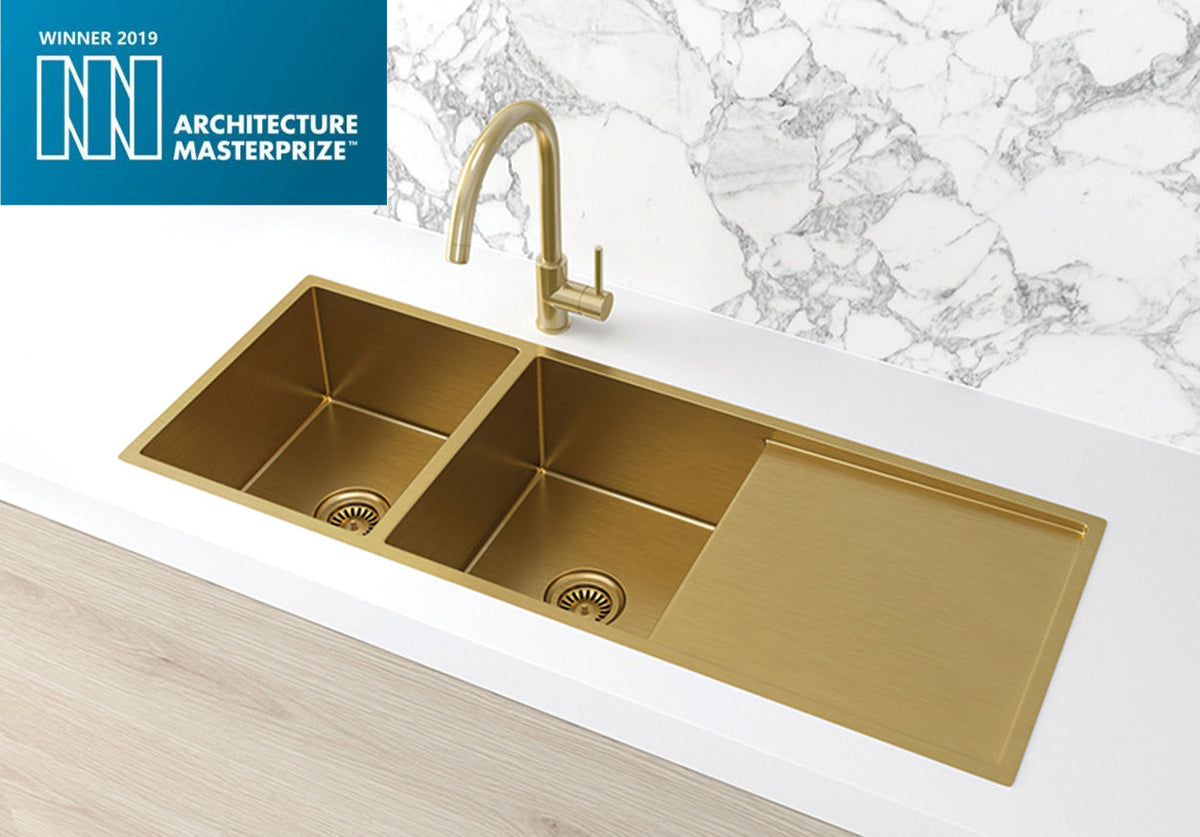 Meir Kitchen Sink Double Bowl &amp; Drainboard 1160 x 440