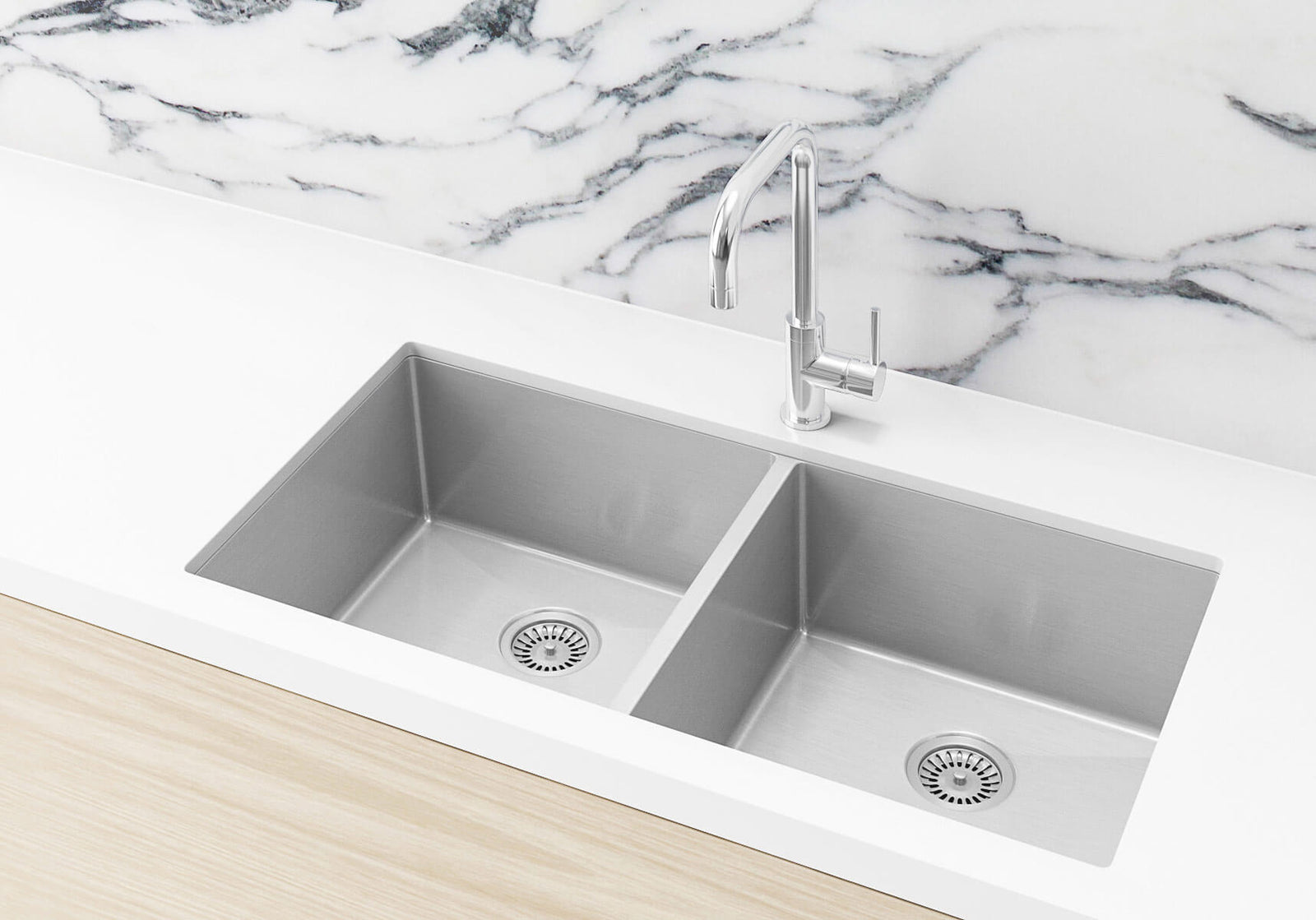 Meir Kitchen Sink Double Bowl 860 x 440