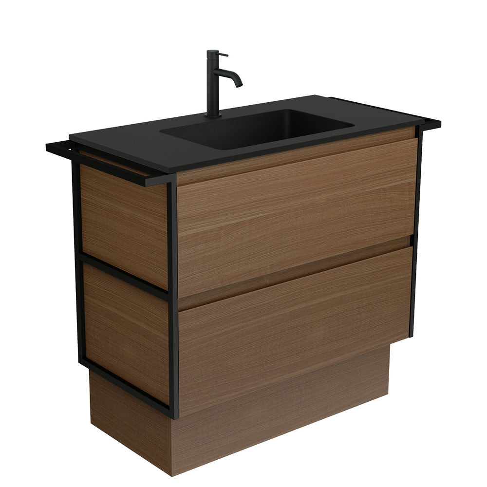 Montana Amato 900 Walnut Vanity, Twin Towel Rails And Kick