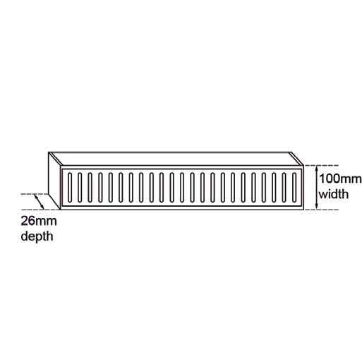 Muses Aluminium Brushed Silver Ezy Flow Floor Grate 300 * 100 * 26mm