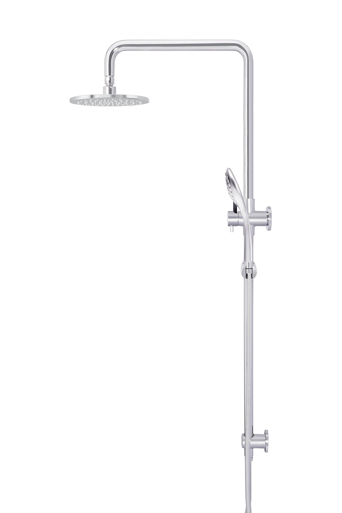 Meir Round Combination Shower Rail 200mm Rose, Three Function Hand Shower