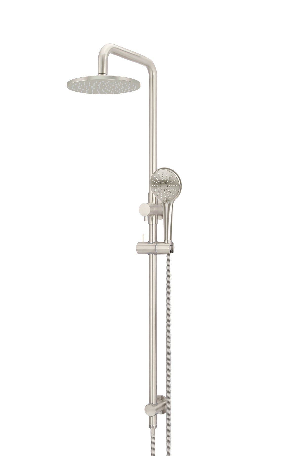 Meir Round Combination Shower Rail 200mm Rose, Three Function Hand Shower
