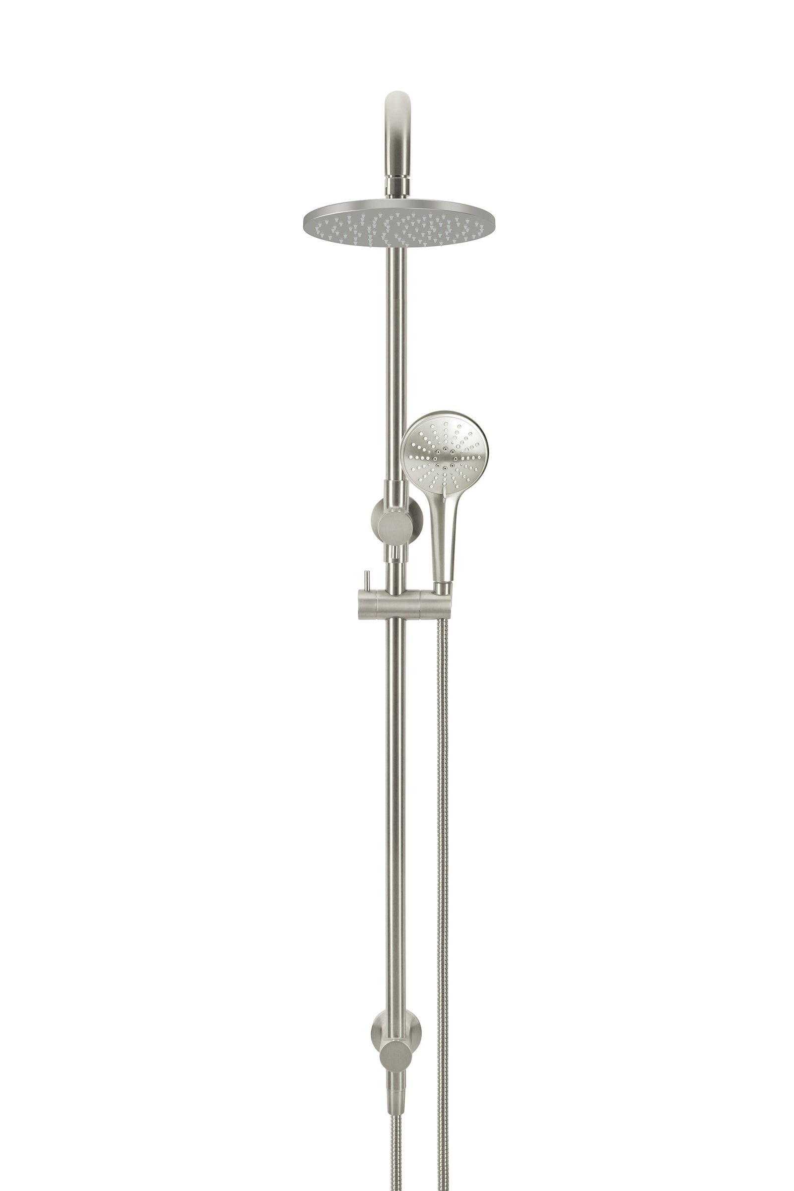 Meir Round Combination Shower Rail 200mm Rose, Three Function Hand Shower
