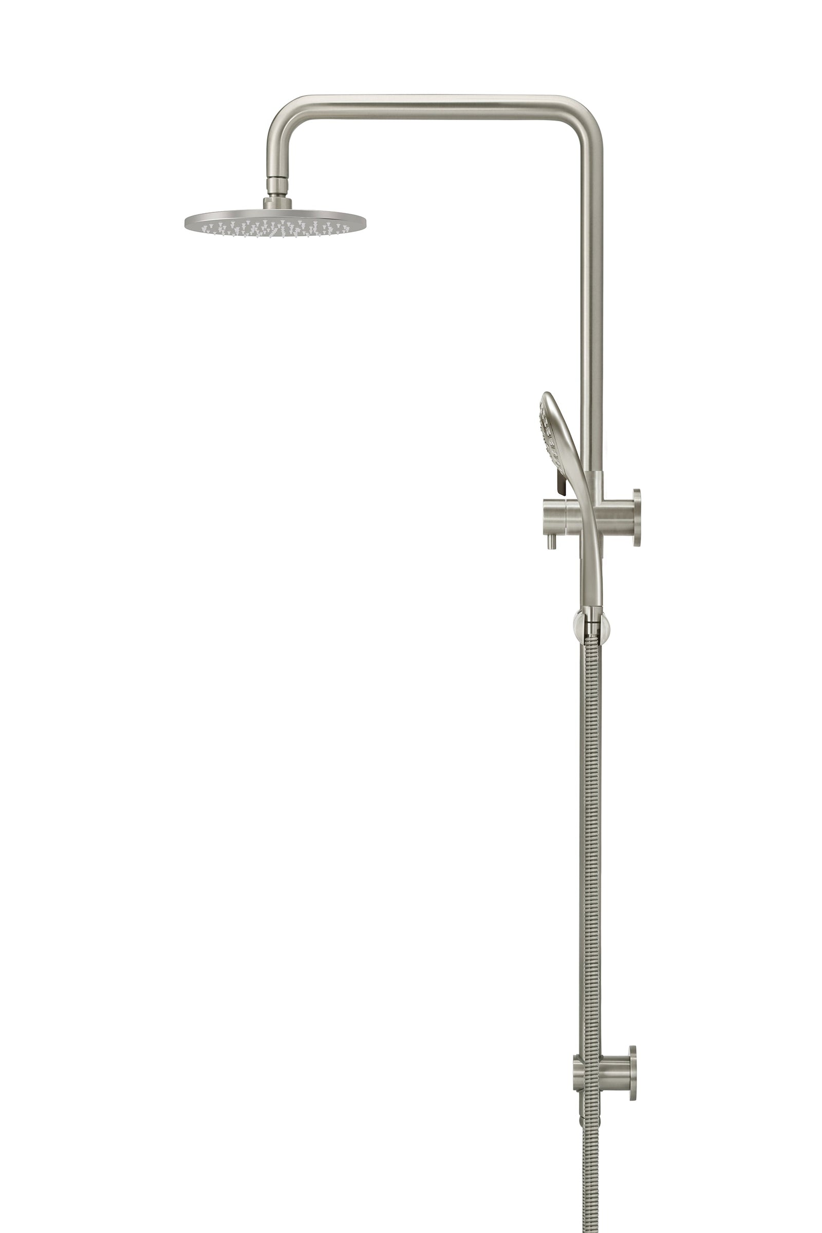Meir Round Combination Shower Rail 200mm Rose, Three Function Hand Shower
