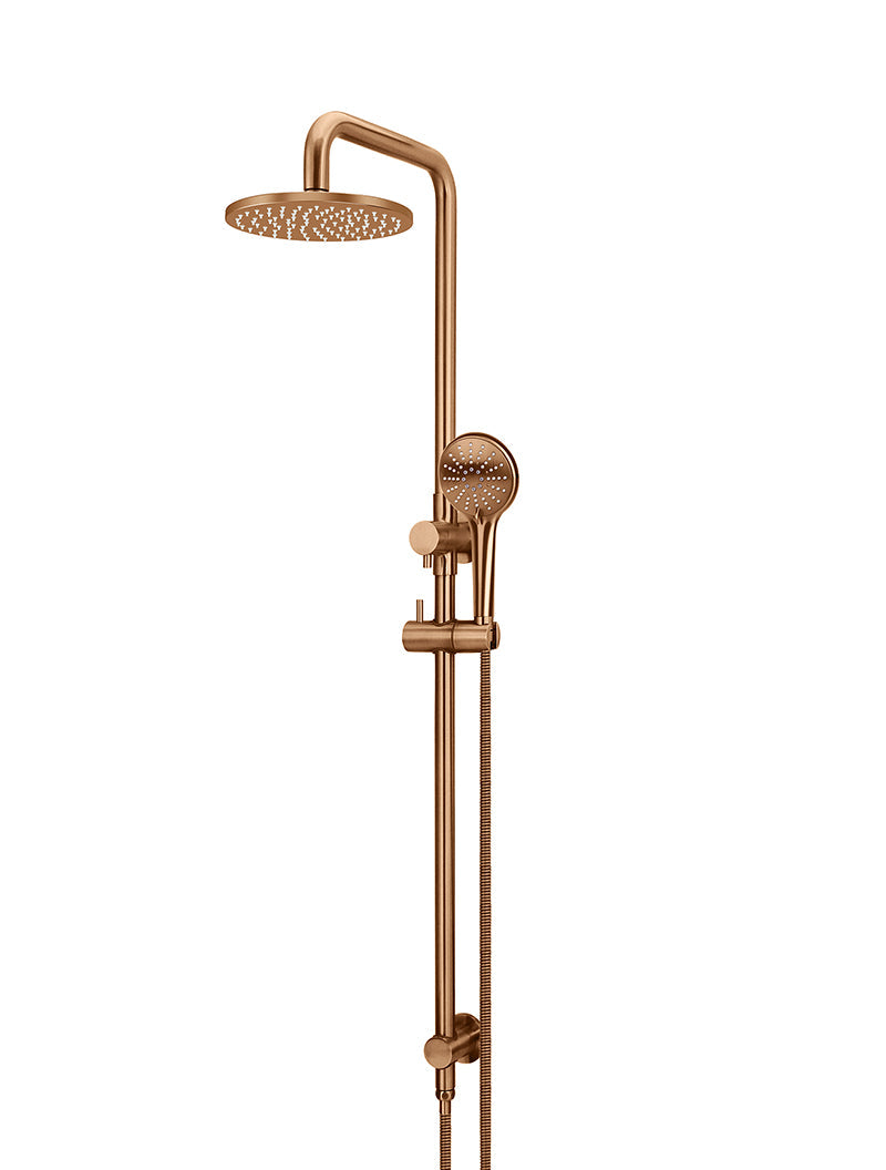 Meir Round Combination Shower Rail 200mm Rose, Three Function Hand Shower