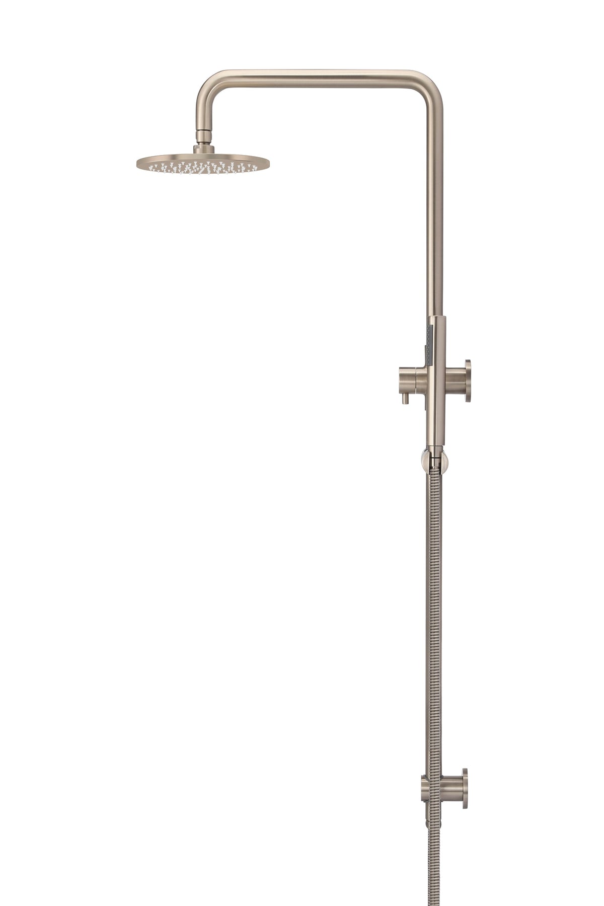 Meir Round Combination Shower Rail 200mm Rose, Single Function Hand Shower