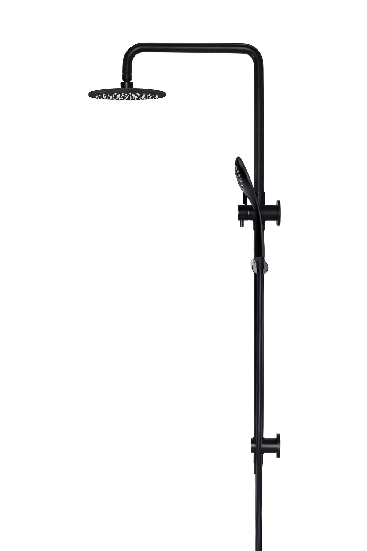 Meir Round Combination Shower Rail, 200mm Rose, Three-Function Hand Shower